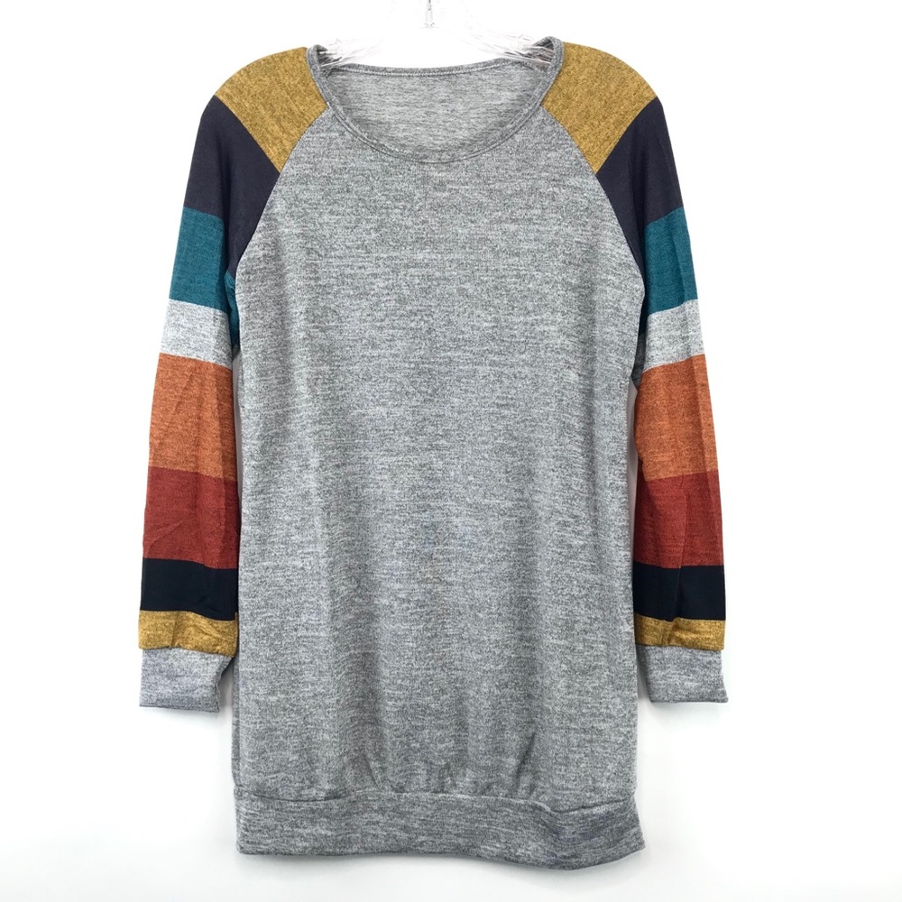 NWT Womens Multi Color Crew Neck LS Sweater Shirt